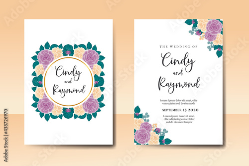 Wedding invitation frame set, floral watercolor Digital hand drawn Rose Flower design Invitation Card Template © Vectorcome