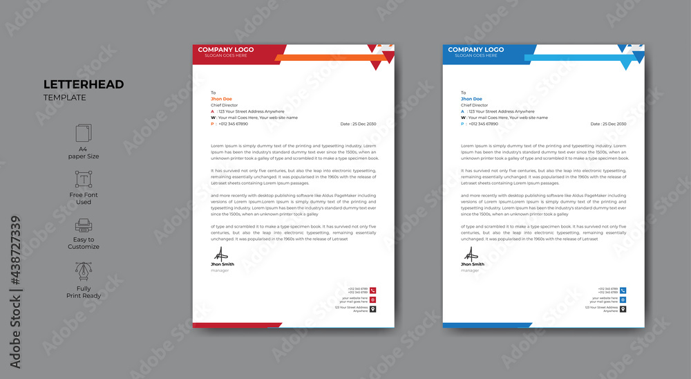 Elegant Letterhead Design Template Fully Editable Letterhead .