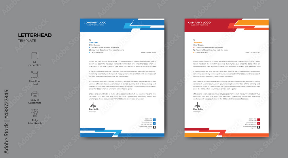 Best Letterhead Design Template for Your Company and Business.
