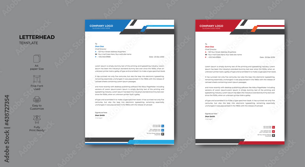 Clean Letterhead Design Template For your Business. Clean Letterhead Design Template For your Business.