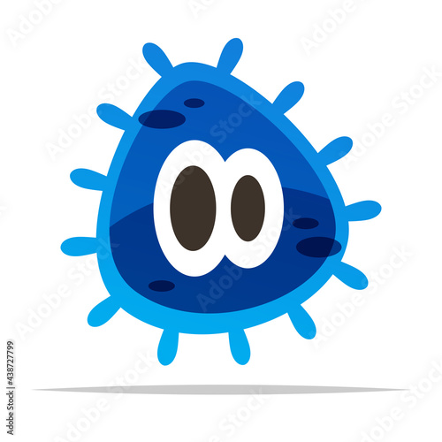 Cute blue cartoon germ bacteria vector isolated illustration