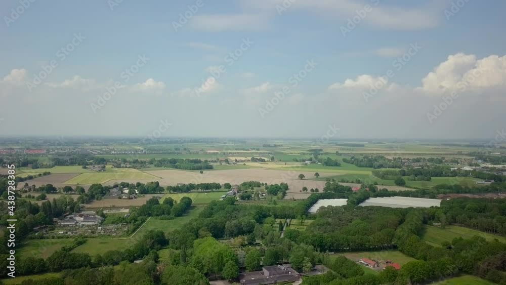 Aerial drone view of flying over the suburban in the countryside of the Netherlands. Aerial drone view of flying over the suburban in the countryside of the Netherlands.