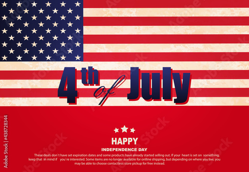 Festive red composition with America flag element, design component