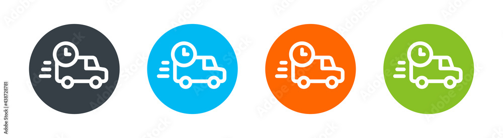 Express delivery icon concept. Speed truck with clock symbol. Express delivery icon concept. Speed truck with clock symbol.