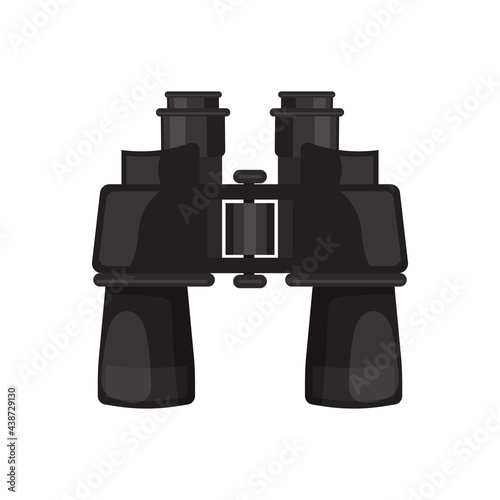 Black binoculars in cartoon style. Vector illustration.