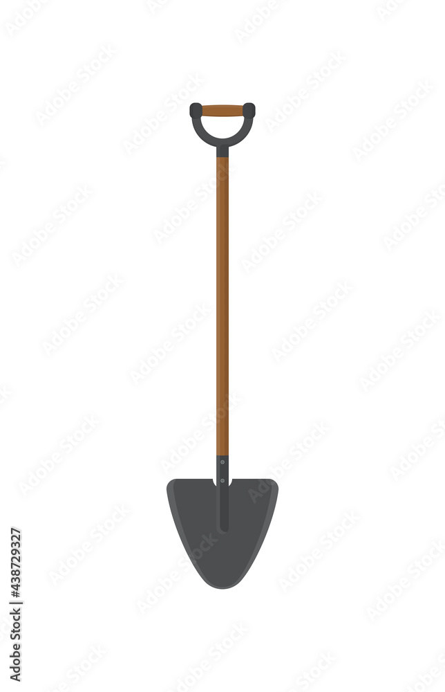 Shovel or spade isolated on white background. Work tool for outdoor activities, digging, gardening. Construction equipment. Vector illustration Shovel or spade isolated on white background. Work tool for outdoor activities, digging, gardening. Construction equipment. Vector illustration
