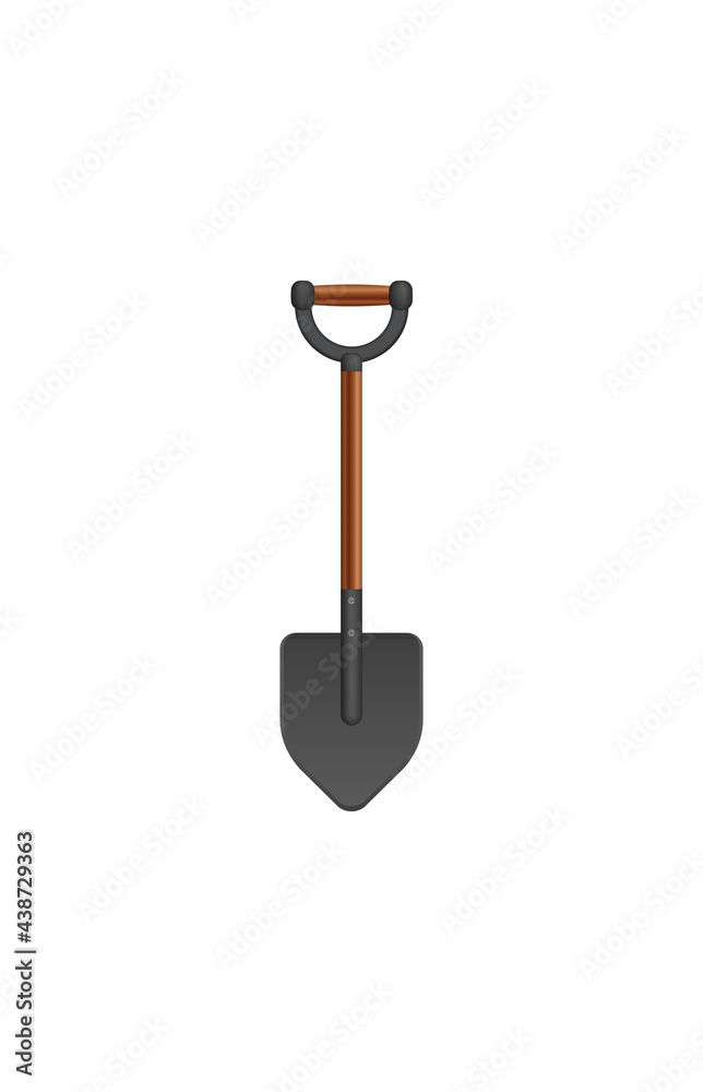 Shovel or spade isolated on white background. Work tool for outdoor activities, digging, gardening. Construction equipment. Vector illustration Shovel or spade isolated on white background. Work tool for outdoor activities, digging, gardening. Construction equipment. Vector illustration