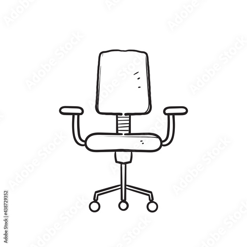 hand drawn doodle office chair illustration vector isolated