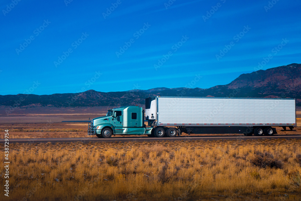 Semi Trucks on the Nevada Highway in Nevada, USA  