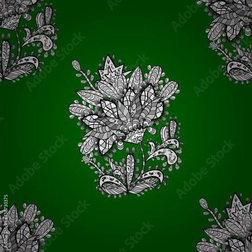 seamless pattern with white floral doodles elements