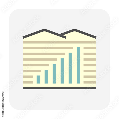 Land values vector icon. Consist of area, growth graph or value investing. For land investment concept, profit, wealth, value, income. Also for business i.e. owned, sale, develop, rent, buy. 64x64 px.