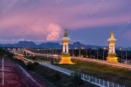 Third Thai Lao friendship bridge at sunrise time, Nakhon Phanom