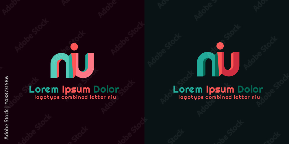 Fototapeta premium simple logotype combination letter n i and u isolated black and white background. usable vector logo design for business. industrial. technology company
