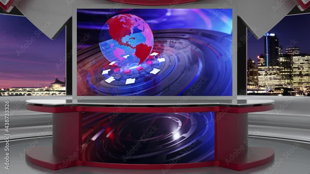 News TV Studio Set _Virtual Green Screen Background Loop