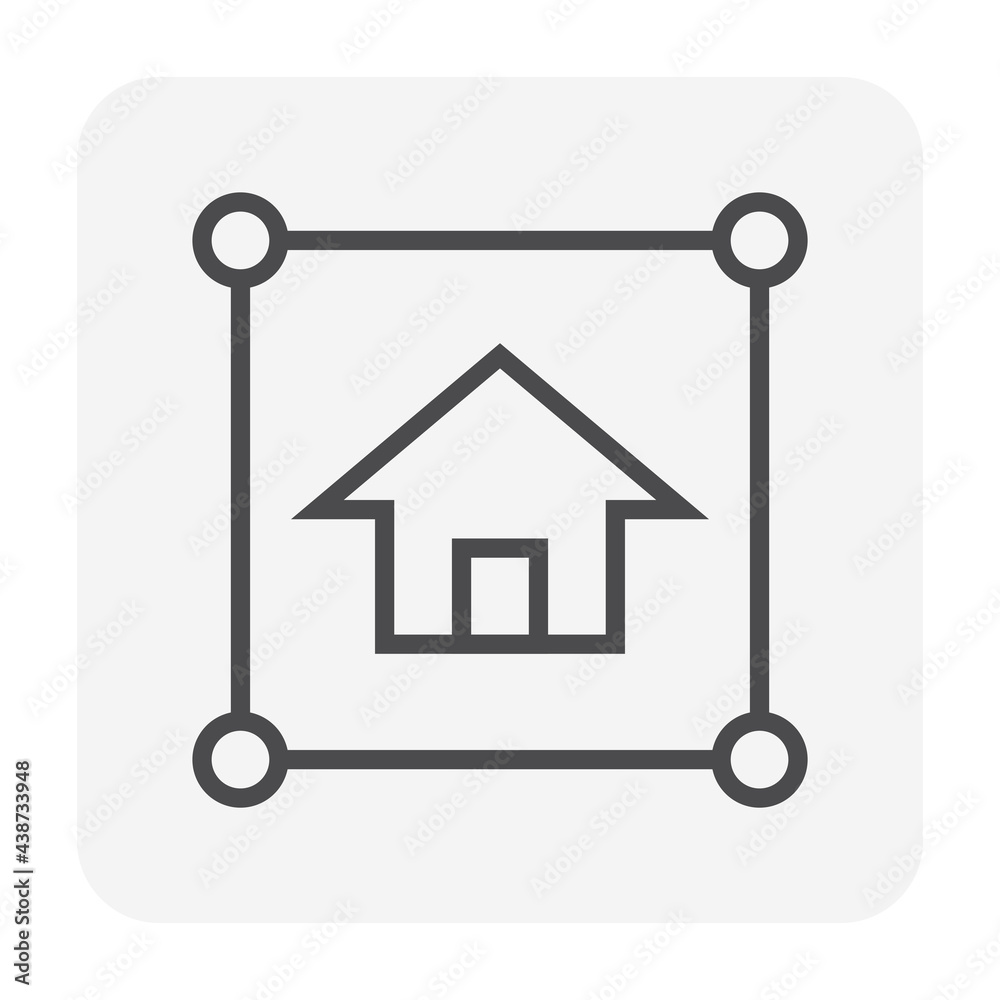 Land plot and house vector icon in top view. Include gps position pin point of location. Real estate or property for housing subdivision, development, owned, sale, rent, buy or investment. 64x64 px.
Land plot and house vector icon in top view. Include gps position pin point of location. Real estate or property for housing subdivision, development, owned, sale, rent, buy or investment. 64x64 px.