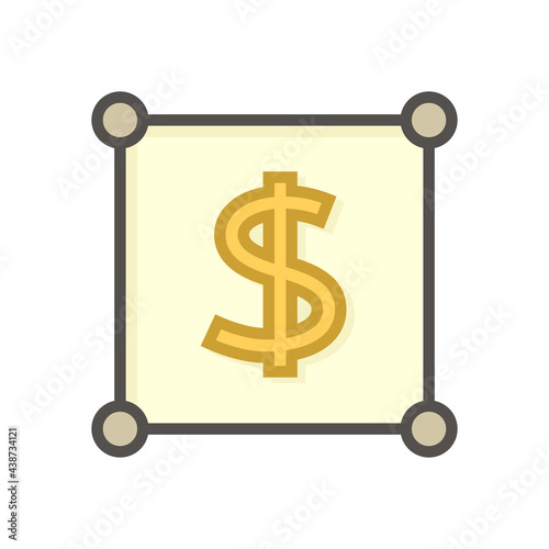 Land plot vector icon. Consist of empty area, position pin point, road and location. Real estate or property for housing subdivision, development, owned, sale, rent, buy or investment. 64x64 pixel.