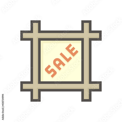 Land for sale vector icon. Foreclose real estate or property consist of empty land on roadside for development by housing construction, subdivision, owned, sale, rent, buy or investment. 64x64 pixel.

