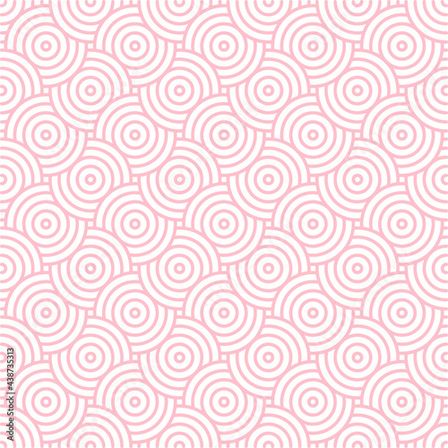 Pink and White Geometric Pattern Background. Overlapping Circles Pattern.