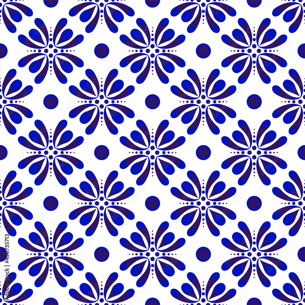 Fototapeta blue and white seamless pattern vector