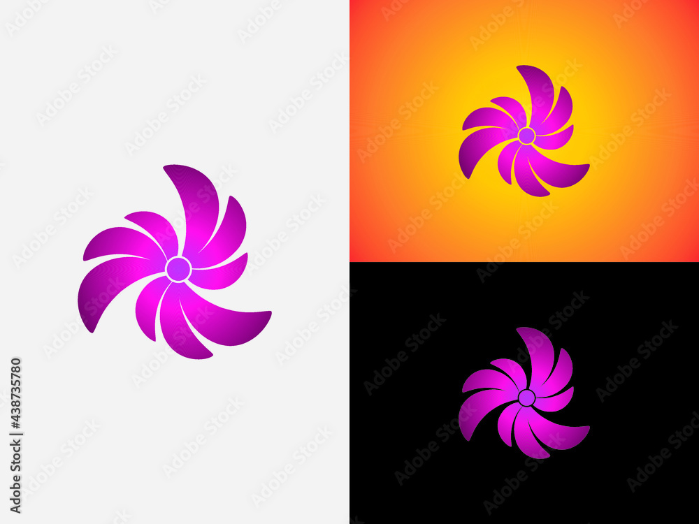 Abstract flower shaped logo in pink color vector icon monogram template element