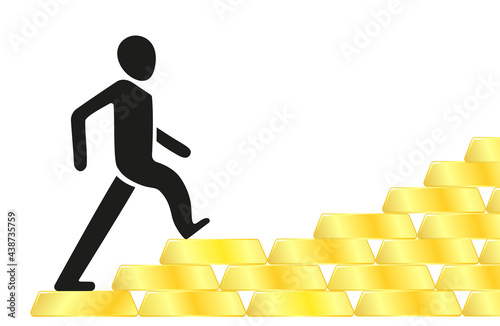 Vector illustration of career growth. Profit growth 