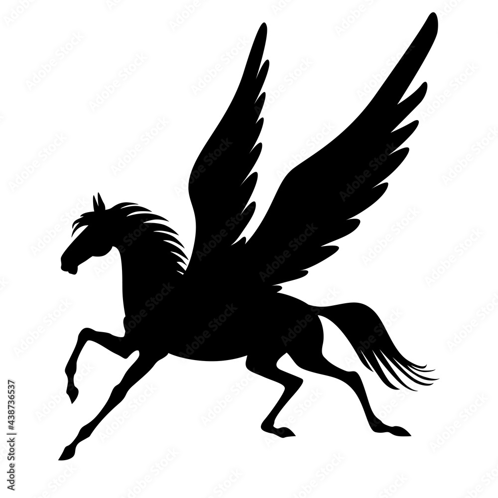 Naklejka premium Silhouette of winged horse