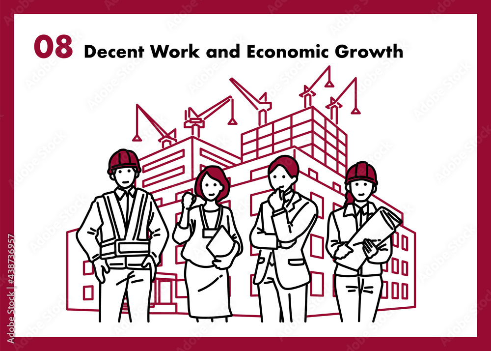 働きがいも経済成長も 働く男女のイラスト Stock Vector Adobe Stock