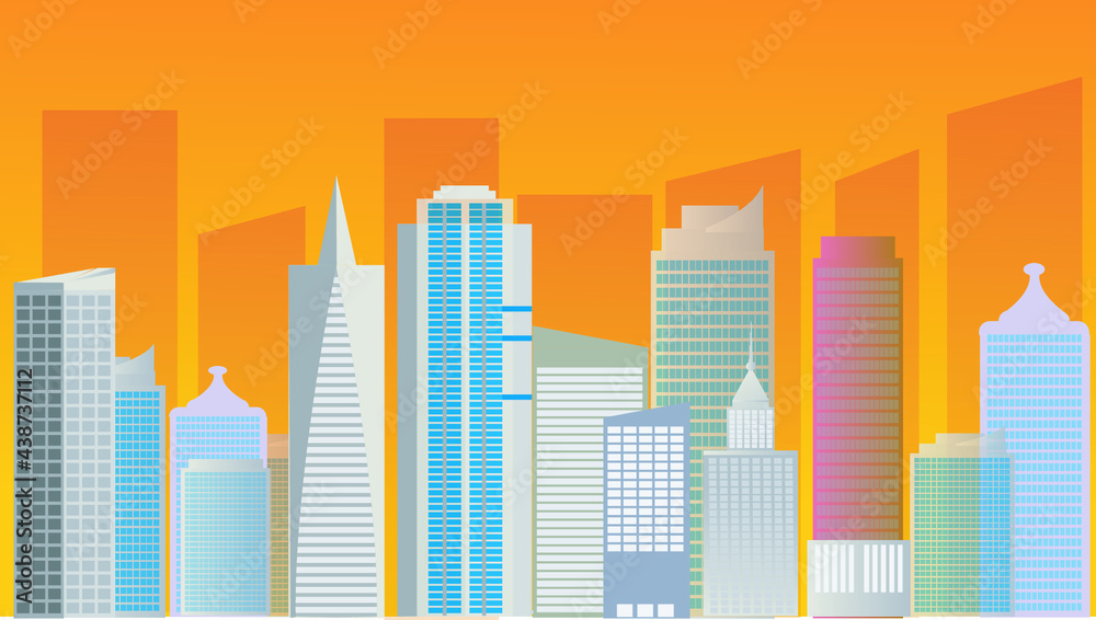 vector abstract city skyline with reflection
