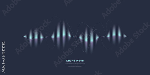 Vector sound wave. Abstract colorful digital equalizer. Audio wave graph of frequency and spectrum vector illustration on dark background.