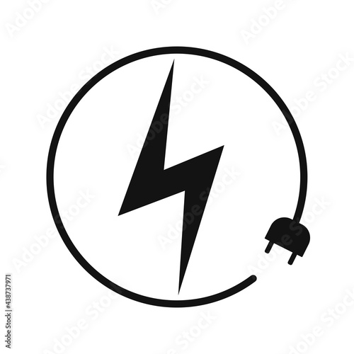 Electric car charging icon, graphic design template, lightning bolt. Charge for electric vehicles sign, vector illustration