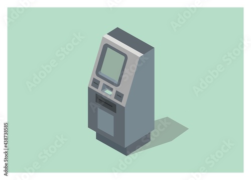 ATM machine simple illustration, isometric view