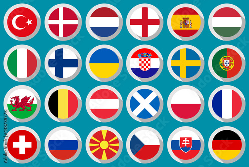 euro 2020 tournament final stage groups vector illustration. print, sticker, banner, decorative 