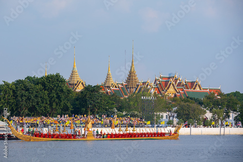 The Royal Barge in Chao Phraya river to be used in the royal coronation ceremony of His Majesty the King of Thailand