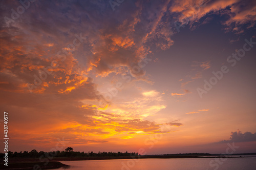 Beautiful twilight sky with cloud before sunset morning background image