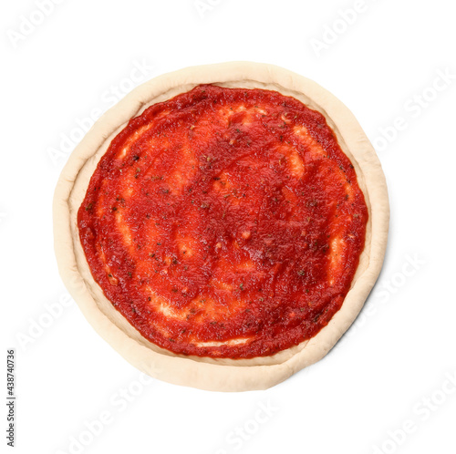 Uncooked pizza dough with v...