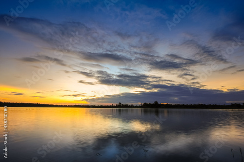 Beautiful twilight sky with cloud before sunset morning background image