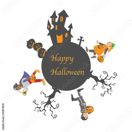 ハロウィンを楽しむ仮装した子供たち