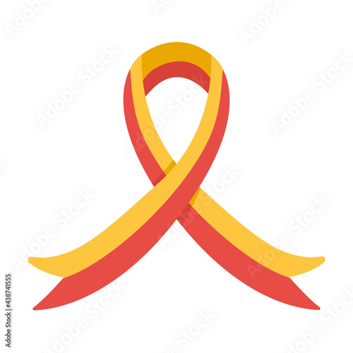 ribbon with Red and yellow stripes isolated on white. World Hepatitis Day on July 28. Vector illustration in flat cartoon style. 