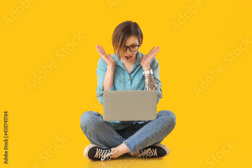 Surprised female programmer...
