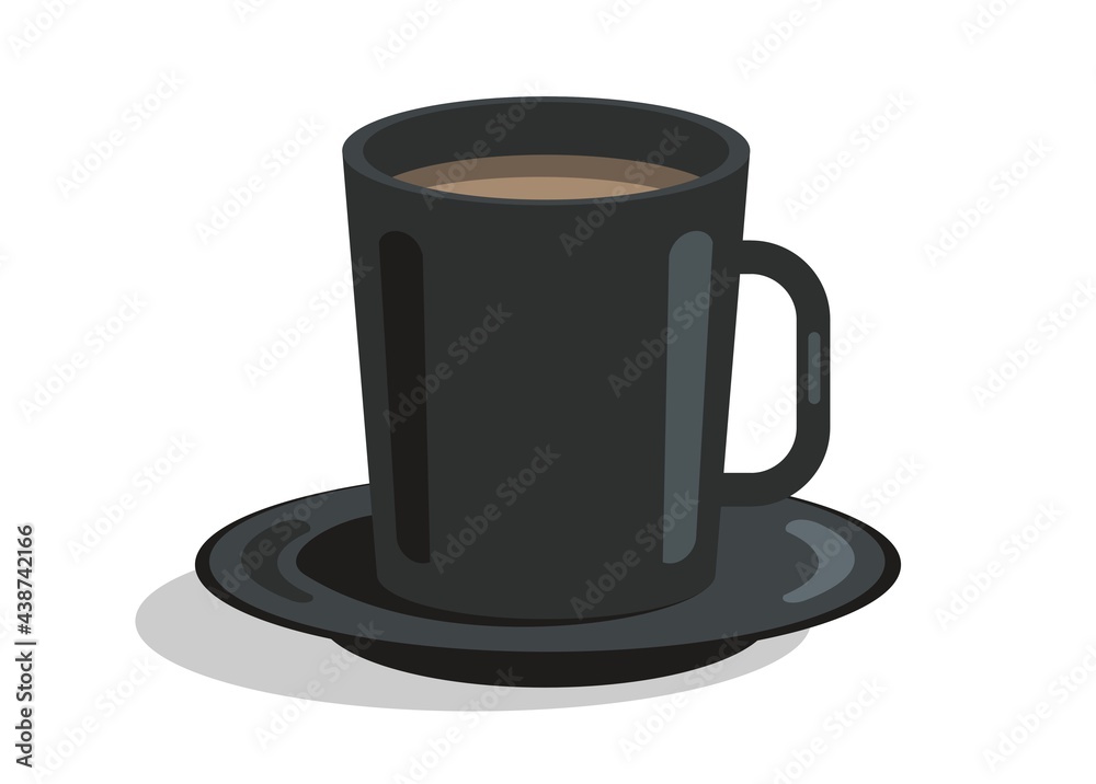 Hot chocolate drink in black cup. Simple flat illustration. Hot chocolate drink in black cup. Simple flat illustration.