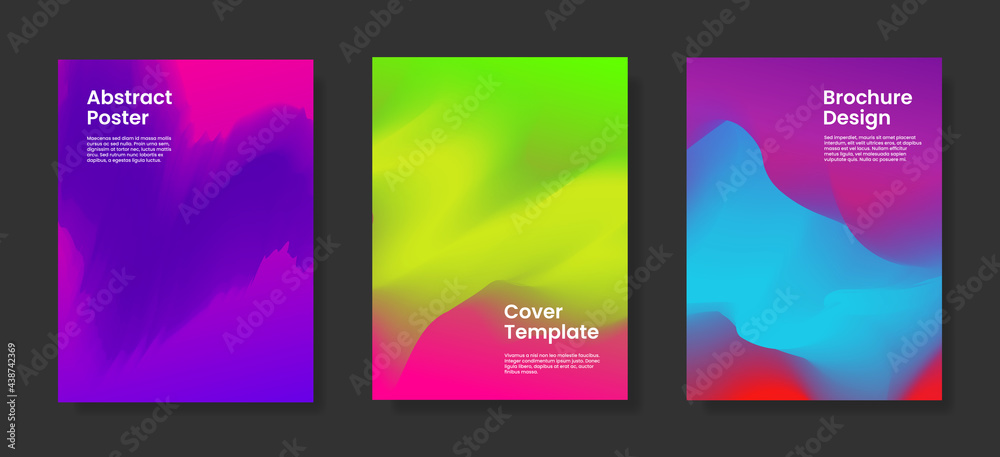 Set of abstract vector cover templates with vivid colors. Stock vector backgrounds.