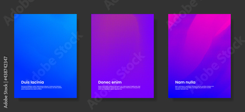Set of abstract vector cover templates with halftone elements. Stock vector backgrounds.