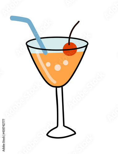 Cocktail drink with orange, decorated with cherry