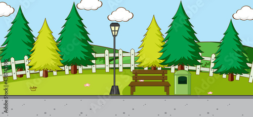 Empty scene with many trees in the park