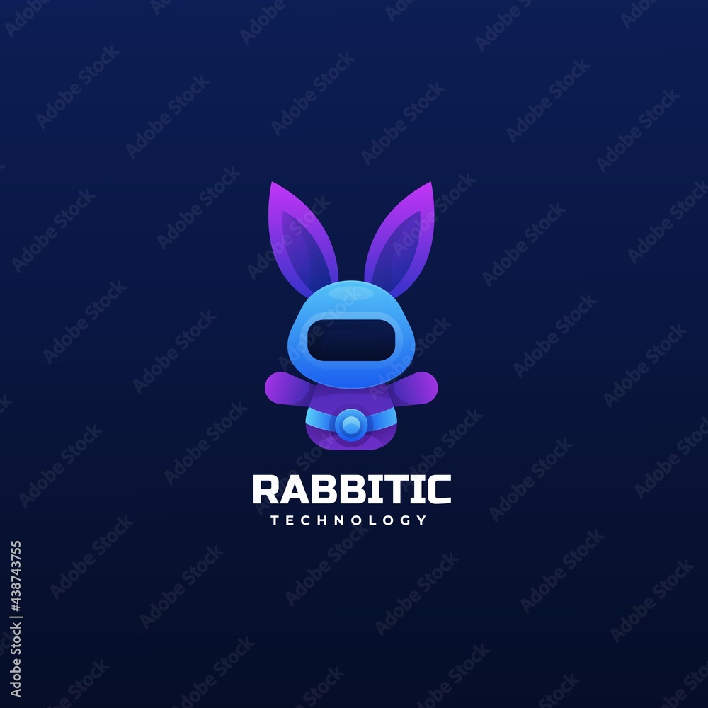 Fototapeta premium Vector Logo Illustration Rabbit Gradient Colorful Style.