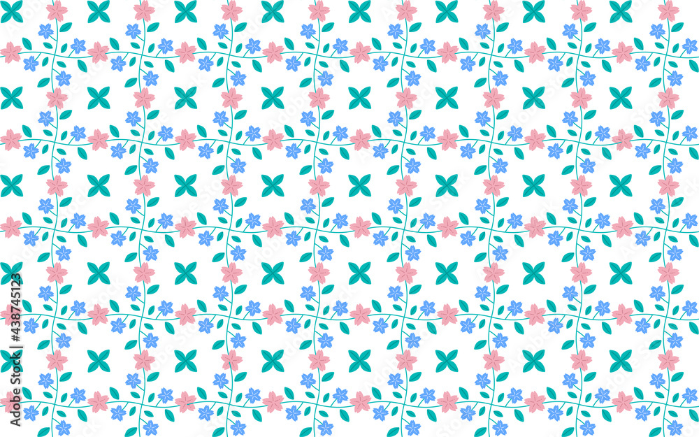 Sakura Flower Modern Geometric Fabric Seamless Patterns. Pastel Flower Background Textile Vector Illustration.