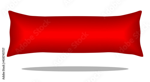 Red Long Body Pillow Template Vector On White Background.