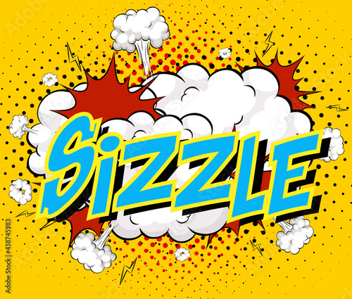 Word Sizzle on comic cloud explosion background