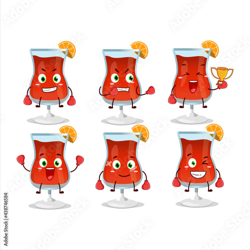 A sporty cosmopolitan cocktail boxing athlete cartoon mascot design