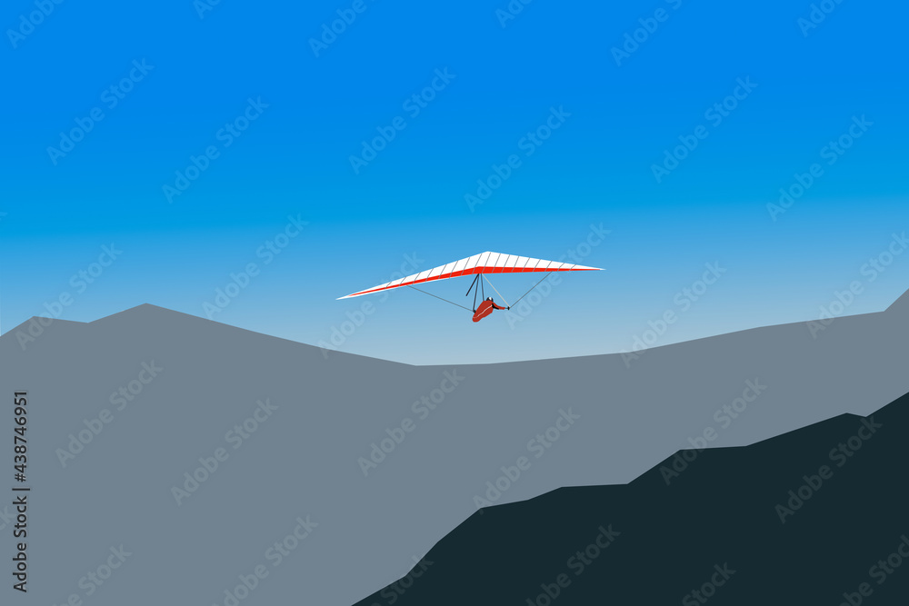 Fototapeta premium hang glider getting away to the blue sky